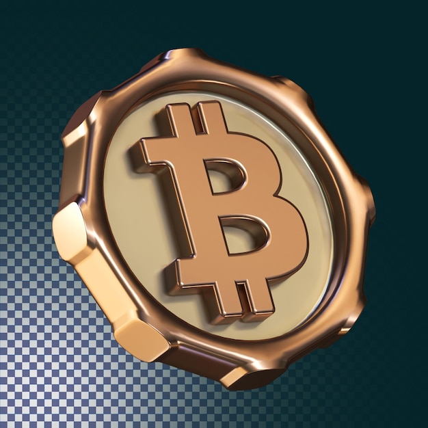 Bitcoin munt pictogram 3D-gerenderde geïsoleerde concept met glanzend goud metallic effect
