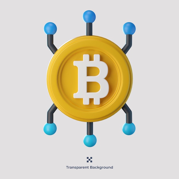 Bitcoin netwerk 3d pictogram illustratie