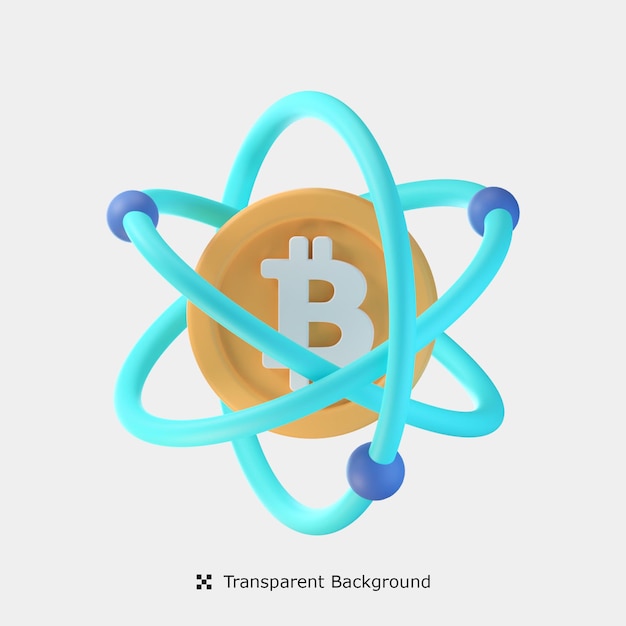 ビットコインネットワーク3Dアイコンの図