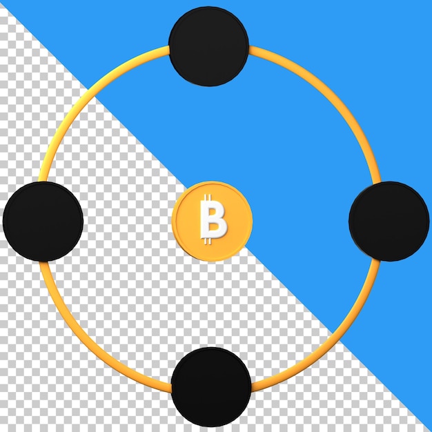 Icona di rete bitcoin isolata sullo sfondo trasparente