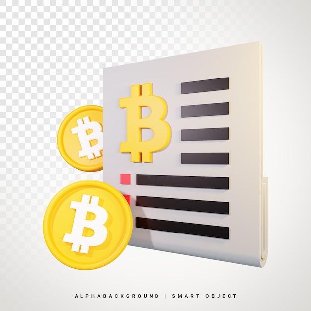 Bitcoin Nieuws 3D-pictogramillustratie