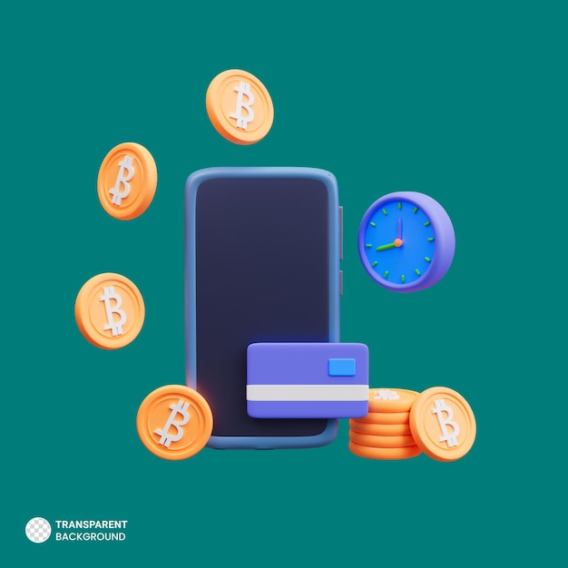 PSD bitcoin online currency payment and wallet icon illustration