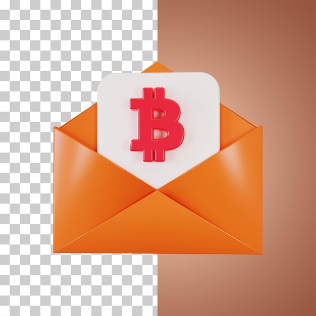 PSD illustrazione 3d della lettera di pagamento bitcoin