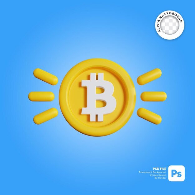 Bitcoin Połysk Ilustracja 3d
