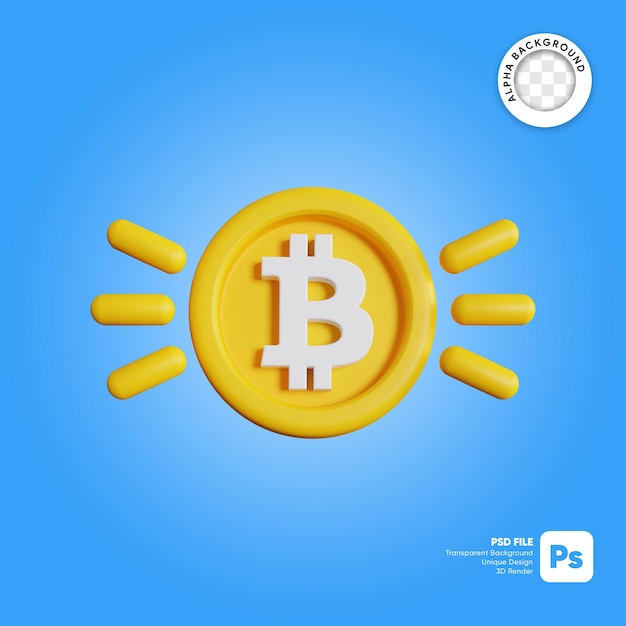 Bitcoin połysk ilustracja 3d