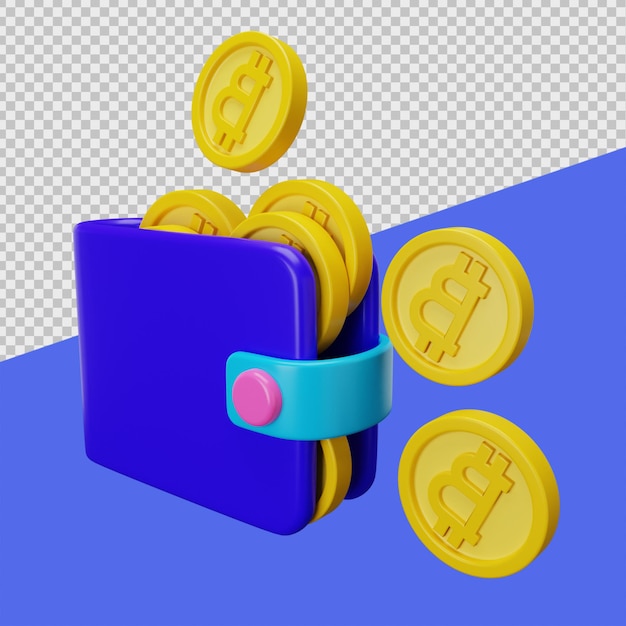 PSD bitcoin-portemonnee 3d bitcoin-illustraties