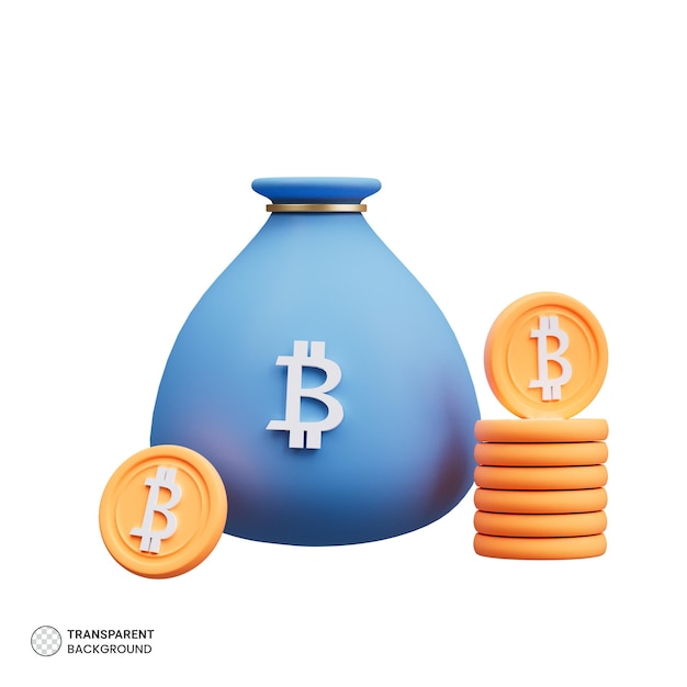 Bitcoin in a pot isometric icon isolated 3d illustration