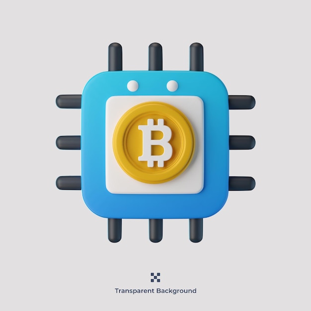 Bitcoin processor 3d icon illustration