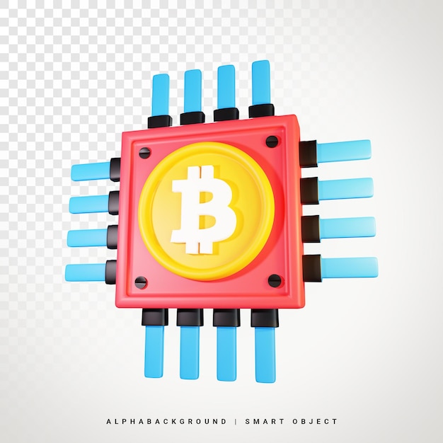 Bitcoin processor 3d icon illustration