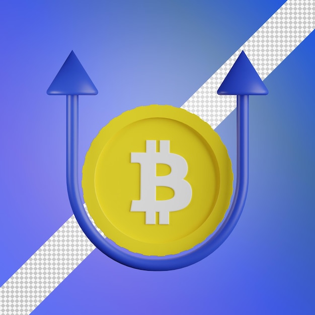 Bitcoin rate up 3d illustration