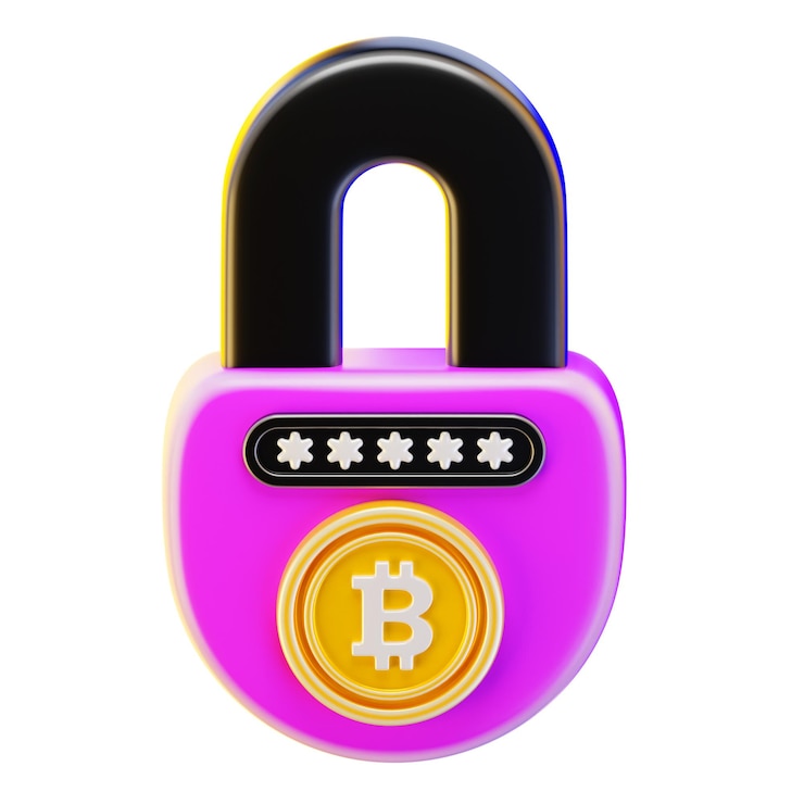 PSD bitcoin security 3d render icon