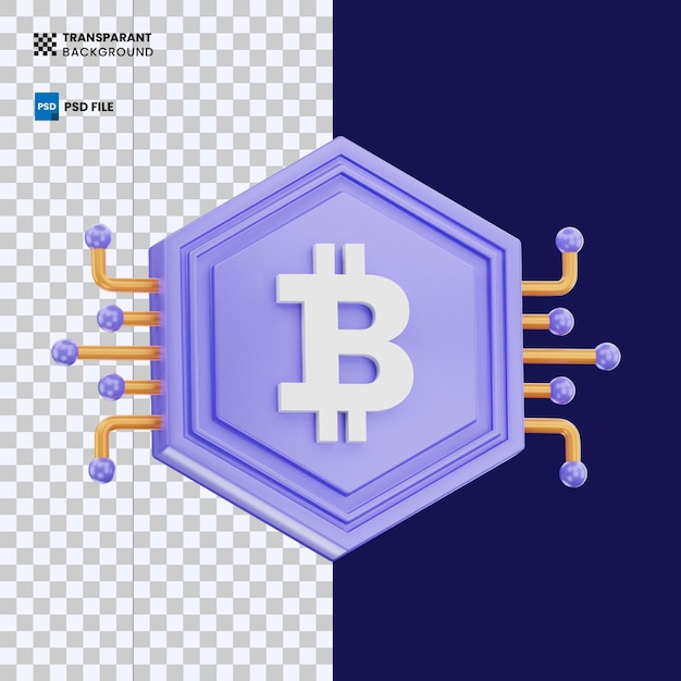 PSD illustrazione dell'icona 3d del server bitcoin