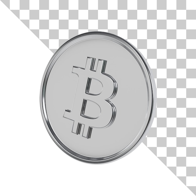 Bitcoin Silver Coin 3D Icon (Bitcoin srebrna moneta 3D)