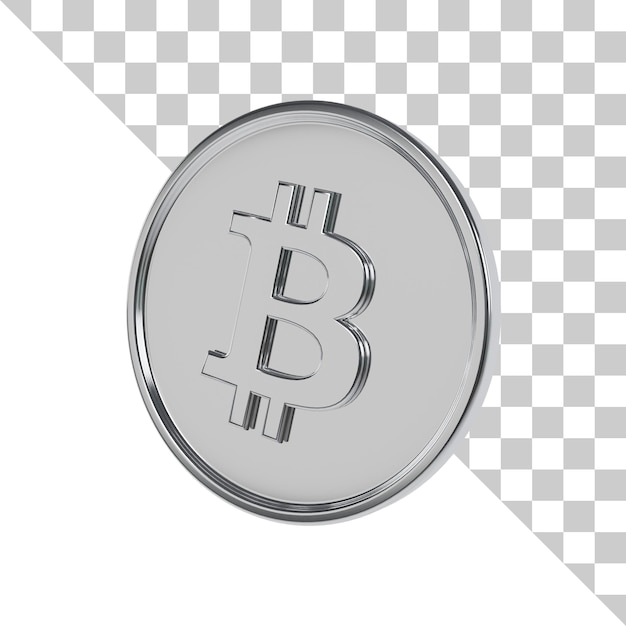 PSD bitcoin silver coin 3d icon (bitcoin srebrna moneta 3d)