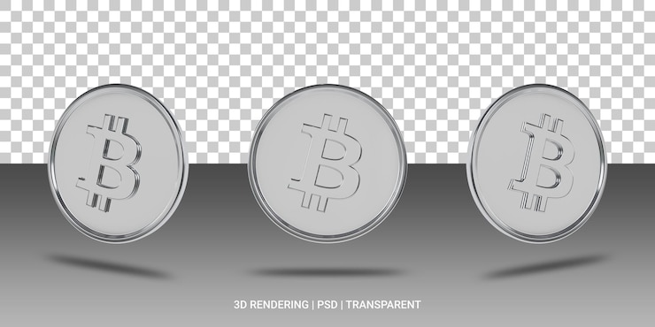 PSD 비트코인 실버 코인 3d 아이콘