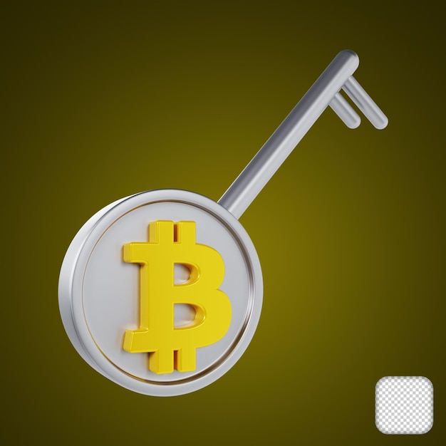 Bitcoin sleutel 3D illustratie