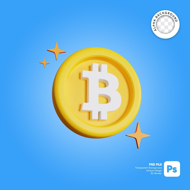 Bitcoin sparkle 3d illustration