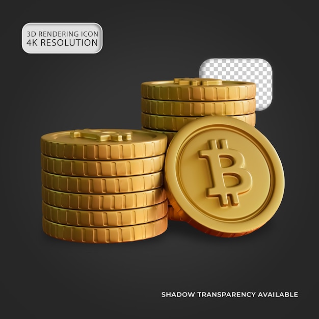 Bitcoin Stack 3d Icon illustration Isolated Render