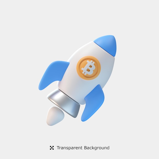 Bitcoin startup 3d icon illustration
