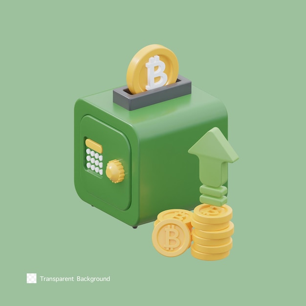 Bitcoin storting pictogram 3D-rendering illustratie