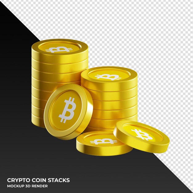 La moneta bitcoin sv bsv impila l'illustrazione del rendering 3d della criptovaluta