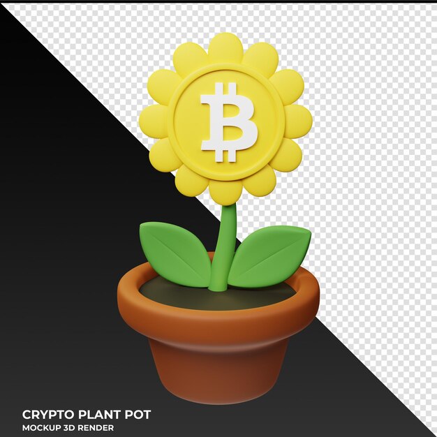 PSD bitcoin sv bsv crypto plant pot 3d illustration