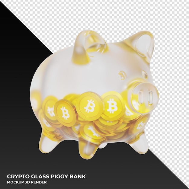 Bitcoin SV BSV Glazen spaarvarken met cryptomunten 3d illustratie