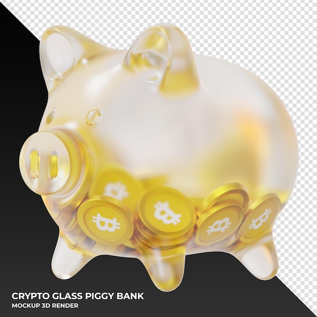 Bitcoin sv bsv munt in matglazen spaarvarken 3d-rendering