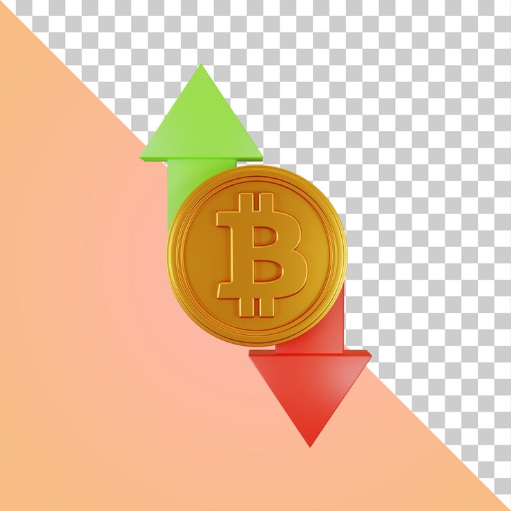 PSD bitcoin value 3d rendering