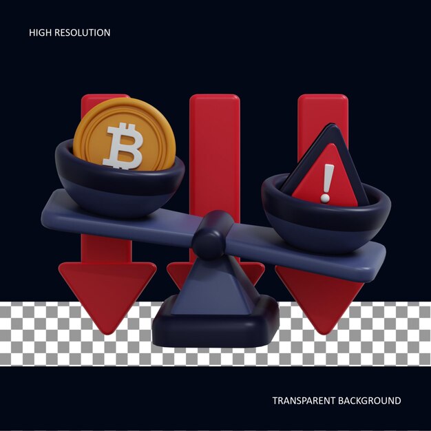 Bitcoin Value Declining A 3D Illustration of Crypto Market Instability