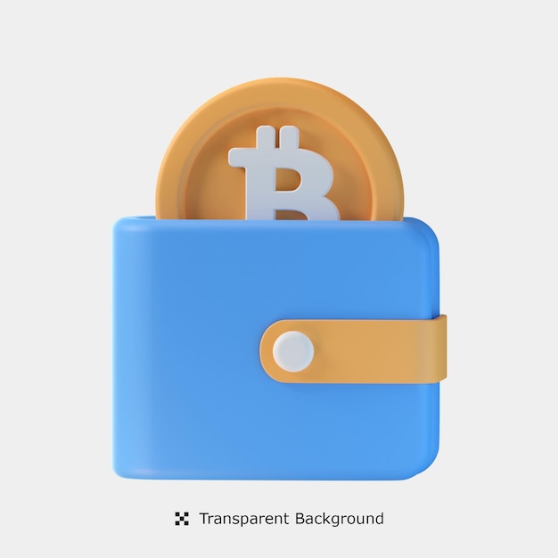 Illustrazione dell'icona 3d del portafoglio bitcoin