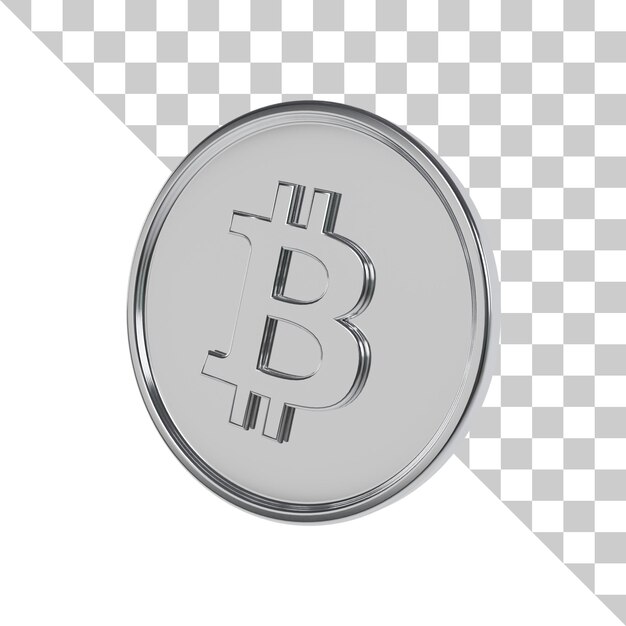 PSD bitcoin zilveren munt 3d-icoon