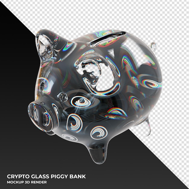 Bittorrent btt glass piggy bank with crypto coins 3d illustration