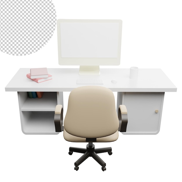 PSD biurko 3d render ilustracja przezroczyste tło za darmo