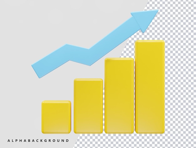 PSD biznes rośnie ikona renderowania 3d wektor ilustracji