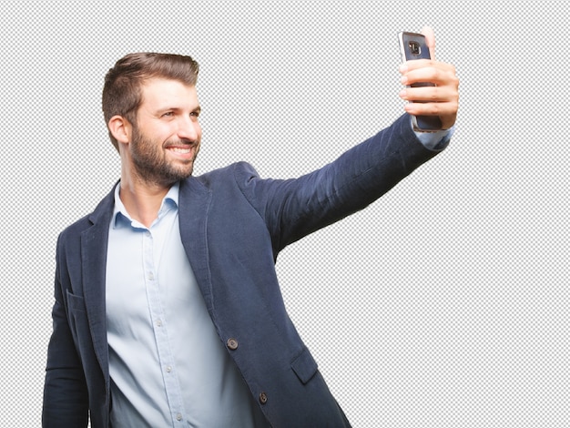 PSD biznesmen biorąc selfie