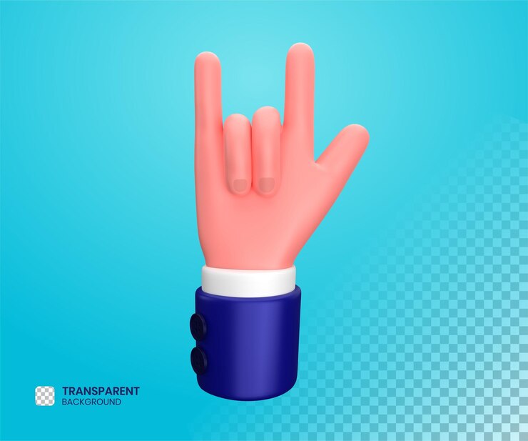 PSD biznesmen skała na ręka gest ilustracja 3d