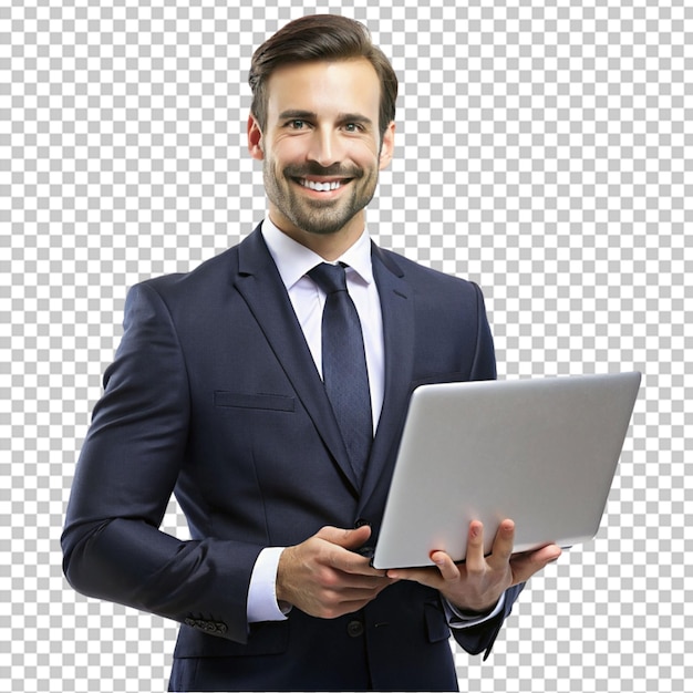 Biznesmen Trzyma Laptop Png