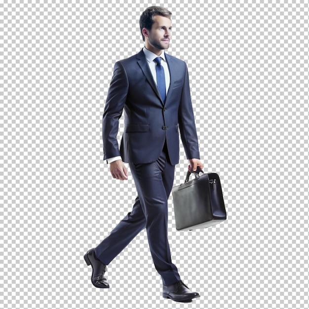 Biznesmen w eleganckim garniturze idący z celem.