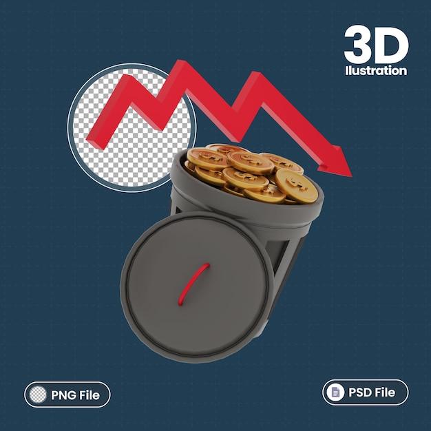 PSD biznesowy kosz na śmieci ikona ilustracja 3d