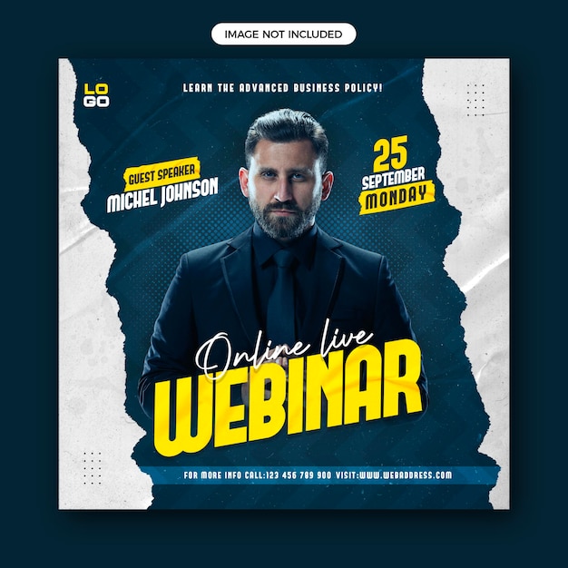 Biznesowy webinar na żywo szablon transparentu w mediach społecznościowych