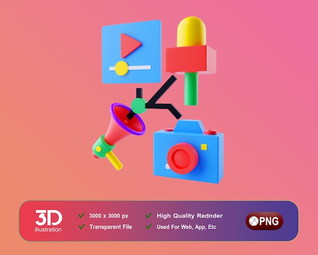 PSD bizzy 3d icon pack per la pubblicità dell'icona dell'agenzia di marketing e affari