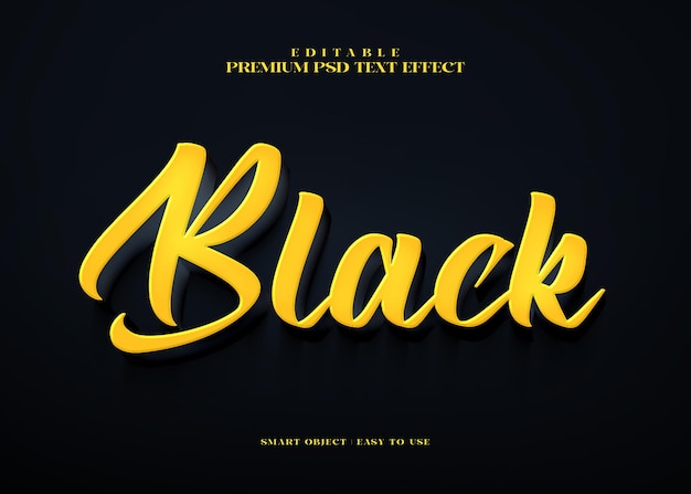 Black 3d editable premium psd text effect