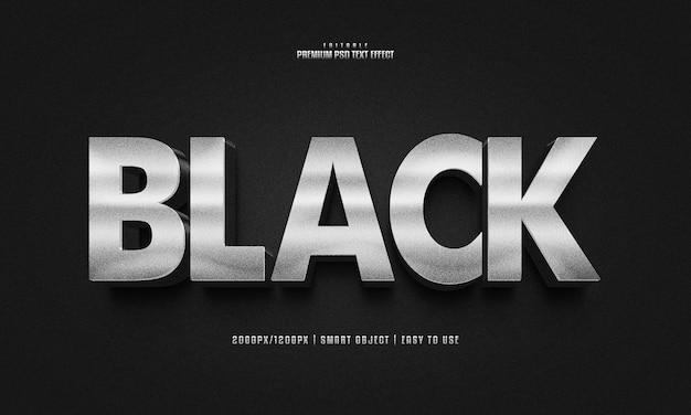 Black 3d editable premium psd text effect