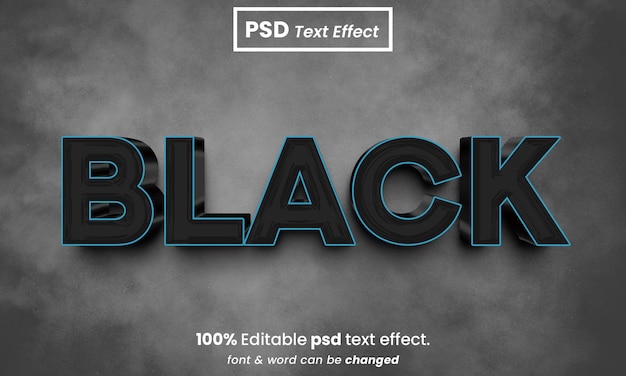 Black 3d editable psd text effect