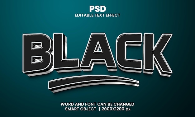 Черный 3d редактируемый текстовый эффект premium psd с фоном