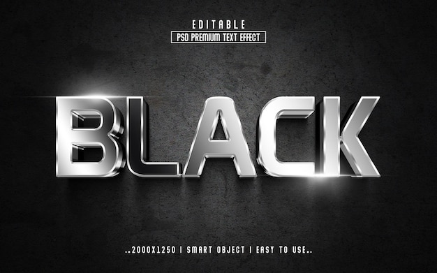 Black 3d editable text effect style