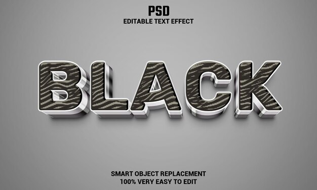 背景プレミアムPsdと黒の3d編集可能なテキスト効果