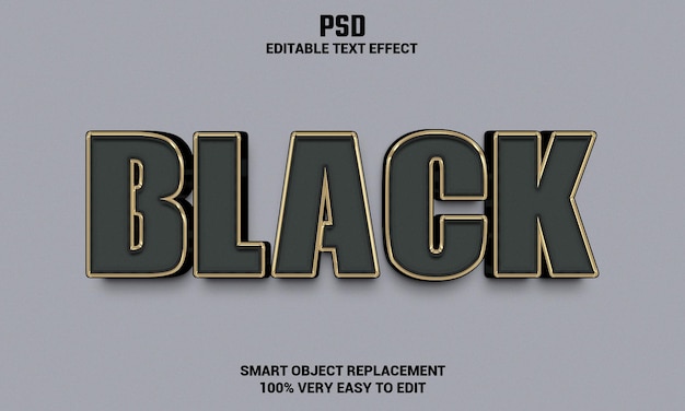 Black 3d editable text effect with background Premium Psd