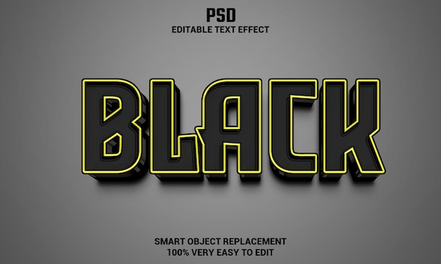 Black 3d editable text effect with background Premium Psd